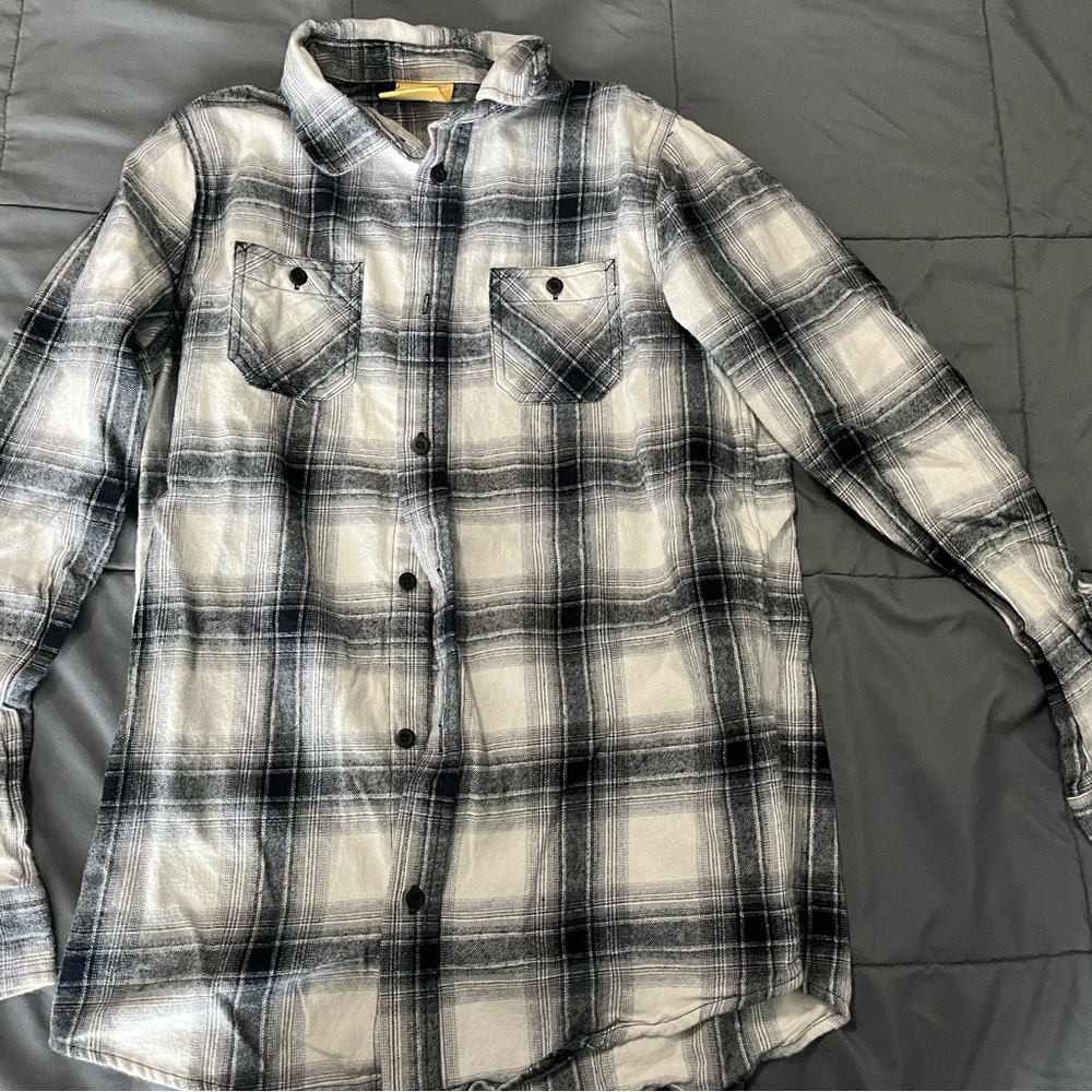 Classic Black and White Plaid Men's Shirt